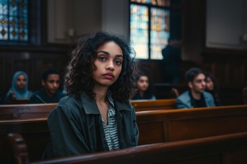 Group of People Sitting in Pews in a Church