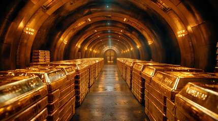 Inside a bank vault storing billion of dollars worth of gold bars