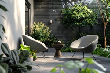 Two Chairs on Modern Patio