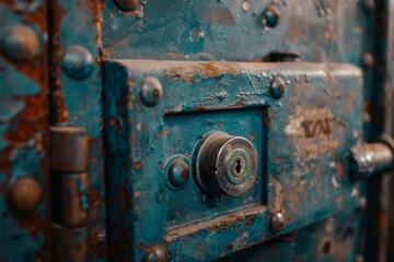 Close-Up of Blue Metal Door