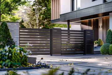 Fotobehang Modern Gate in Front of House © Ilugram