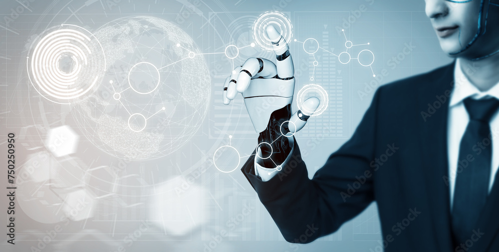 Poster xai 3d rendering futuristic robot technology development, artificial intelligence ai, and machine le