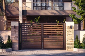 Modern House With Large Wooden Gate