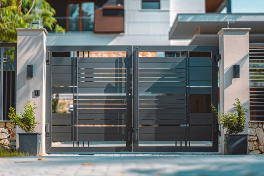 Modern House With Large Metal Gate