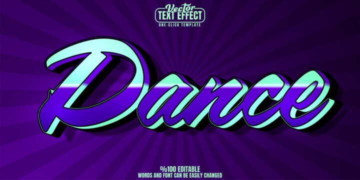 Dance editable text effect, customizable party and club 3D font style