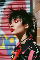 Punk Rock Pop Art inspired Fashion Editorial of Female with Short Black Hair