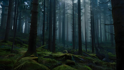 Fototapeta premium View of the mystical cinematic forest