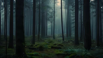 Fototapeten View of the mystical cinematic forest © gmstockstudio
