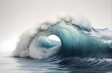Blue sea wave isolated on the white