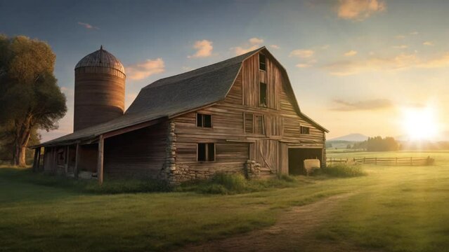 view of the old barn. seamless looping 4k time-lapse video background