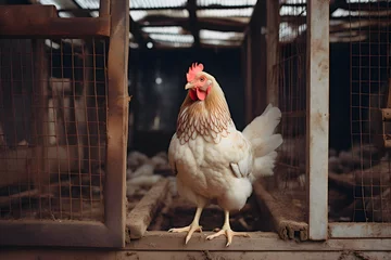 Poster chicken rooster, rooster chicken, chicken in the barn, barn chicken © MrJeans