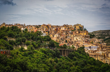 Fototapeta na wymiar Panoramic view on Ragusa city. Sicily island, Italy. June 2023