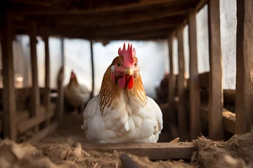 Foto auf Leinwand chicken rooster, rooster chicken, chicken in the barn, barn chicken © MrJeans
