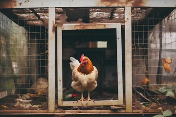 Tuinposter chicken rooster, rooster chicken, chicken in the barn, barn chicken © MrJeans