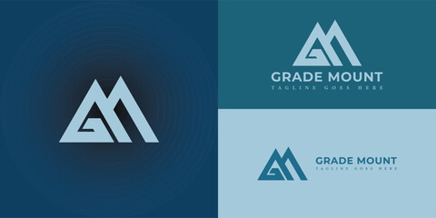 Abstract initial letter GM or MG logo in soft blue color isolated in blue backgrounds applied for outdoor and sports gear marketplace logo also suitable for the brands or companies have same initial