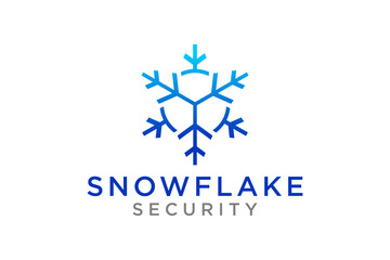 Snowflake winter season logo design icon symbol illustration, simple minimalist line style.