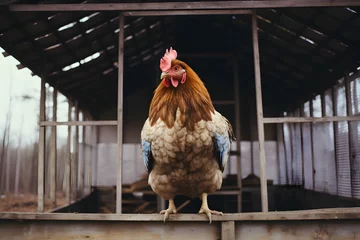 Foto auf Alu-Dibond chicken rooster, rooster chicken, chicken in the barn, barn chicken © MrJeans
