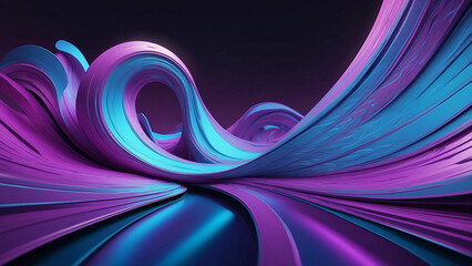 A vibrant purple and blue abstract background swirls with curved lines, a flashy modern object emits color light waves and adding a touch of futuristic elegance to the scene - obrazy, fototapety, plakaty