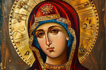 Religious Iconography, Orthodox Christian Art, Immaculate Conception Representation. Christianity, resurrection.