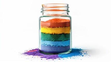 Vibrant Spectrum: Layered Colored Sand in Glass Jar