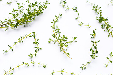 Fresh thyme on white background.