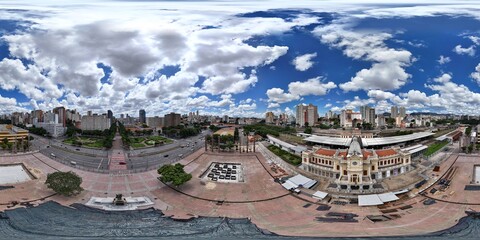 360 aerial photo taken with drone of Praça Estação under construction in Belo Horizonte
