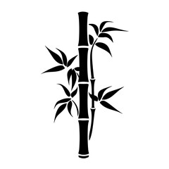 Fototapeta na wymiar black bamboo stalk with leaves Logo Design