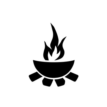 Camping Cooking Campfire Logo Design