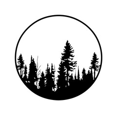 Circle Frame With Trees Logo Design