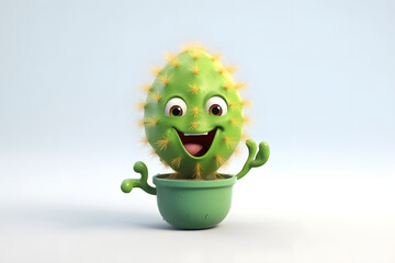Fototapeta premium 3d rendering cute Fishhook Cactus character