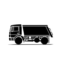 Garbage Truck Unloading Trash Logo Design