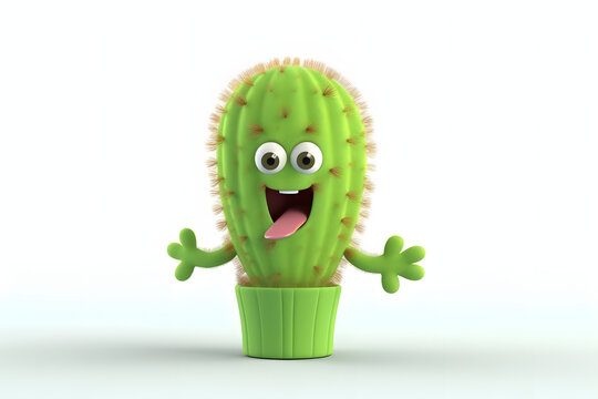 3d rendering cute Organ Pipe Cactus character