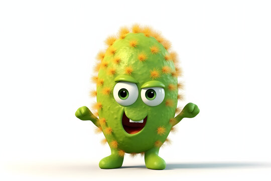 3d rendering cute Prickly Pear Cactus character
