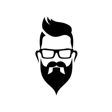 Hipster head with beard and glasses Logo Design
