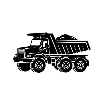 Large dump truck silhouette Logo Design