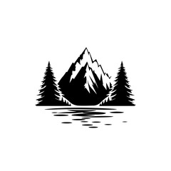 Mountains Lake And Forest Logo Design