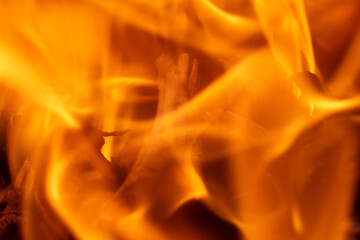 Orange Flame while burning wood 