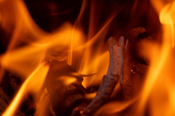 Orange Flame while burning wood 