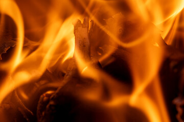 Orange Flame while burning wood 