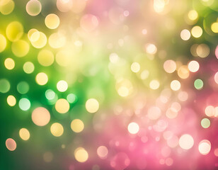 Obraz premium A soft spring bokeh light blur background in pink, green and gold colors. 