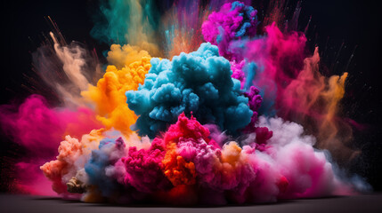 Mesmerizing Colorful Smoke Explosion on Black Background for Dynamic Compositions