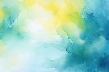Stylish background material painted with yellow and green watercolors, Generative AI