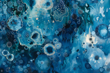 fantastic blue artistic background material, Generative AI - obrazy, fototapety, plakaty