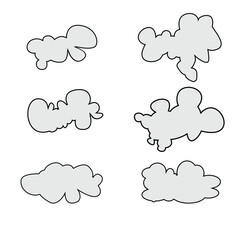 Cartoon cloud shape icon set. Vector illustration.