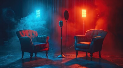 chair and microphone studio port cache background