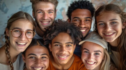 Fototapeta premium Group of young teenagers smiling