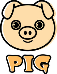豚のシンプルなマークのイラスト