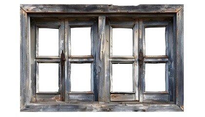 Old wooden window frame isolated