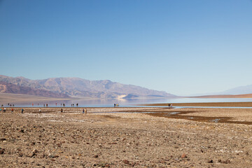 Spectators at Lake Manly, Death Valley National Park, California