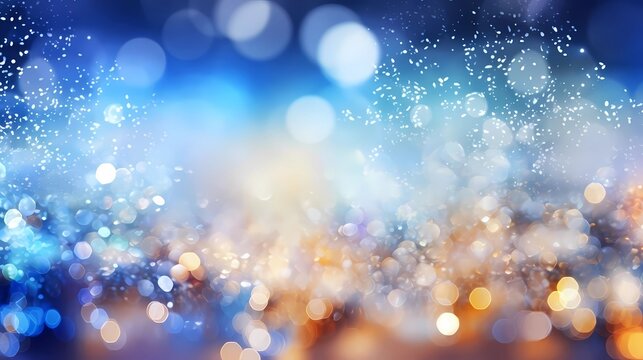 beautiful abstract dark silver, light beige, and orange, glitter and shine, blue and white bokeh background 